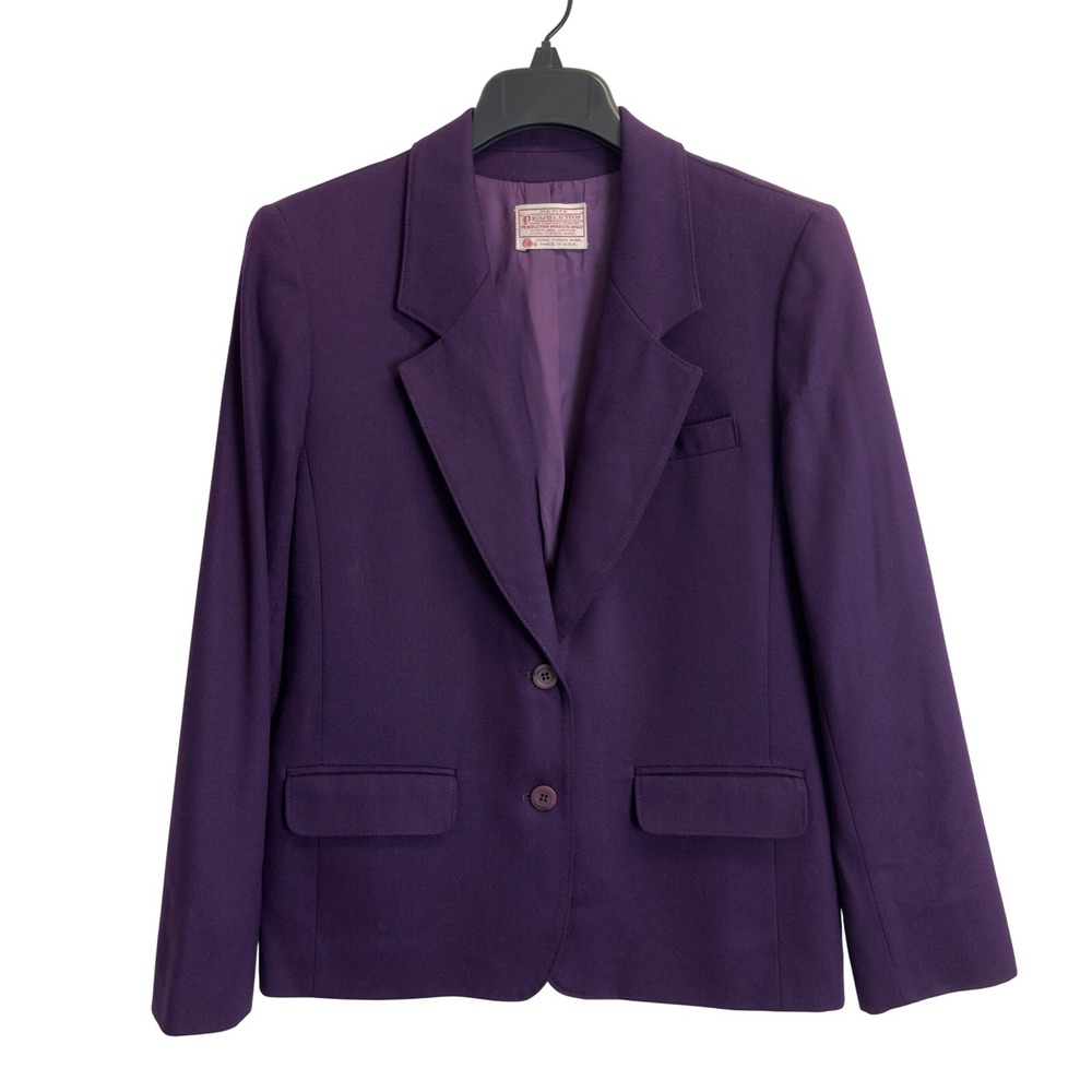 Pendleton Petite Purple Wool Blazer Jacket Two Button Made in USA Size 10